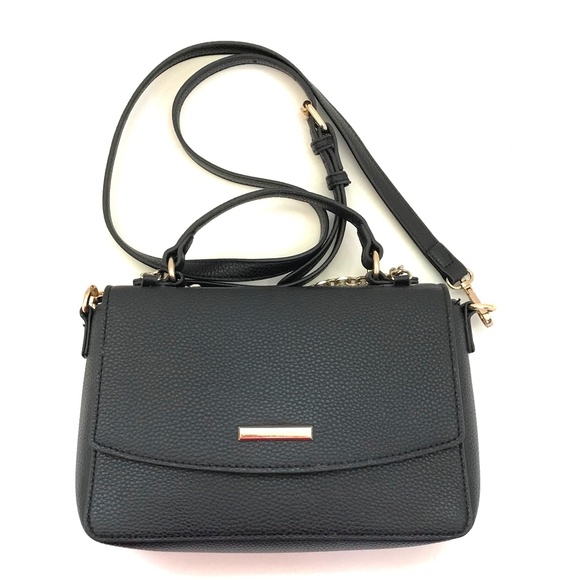 ANNE KLEIN Crossbody Satchel Bag Black with Gold Chain - Picture 1 of 16